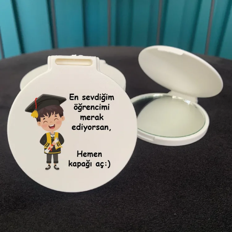 Ayna 006 - Yuvarlak - Mezuniyet Hediyesi Baskılı Hediyelik Cep Aynası