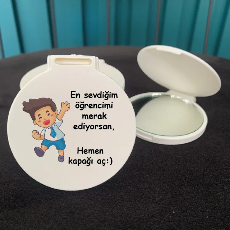 Ayna 009 - Yuvarlak - Mezuniyet Hediyesi Baskılı Hediyelik Cep Aynası