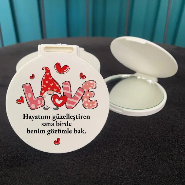 Ayna 038 Yuvarlak - 14 Şubat Sevgililer Günü Hediyelik Cep Aynası