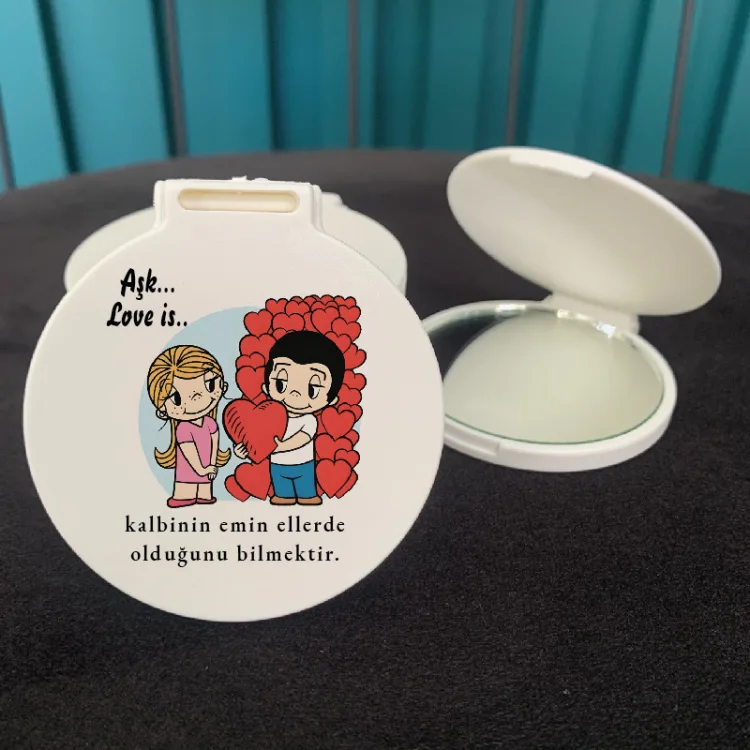 Ayna 039 Yuvarlak - 14 Şubat Sevgililer Günü Hediyelik Cep Aynası