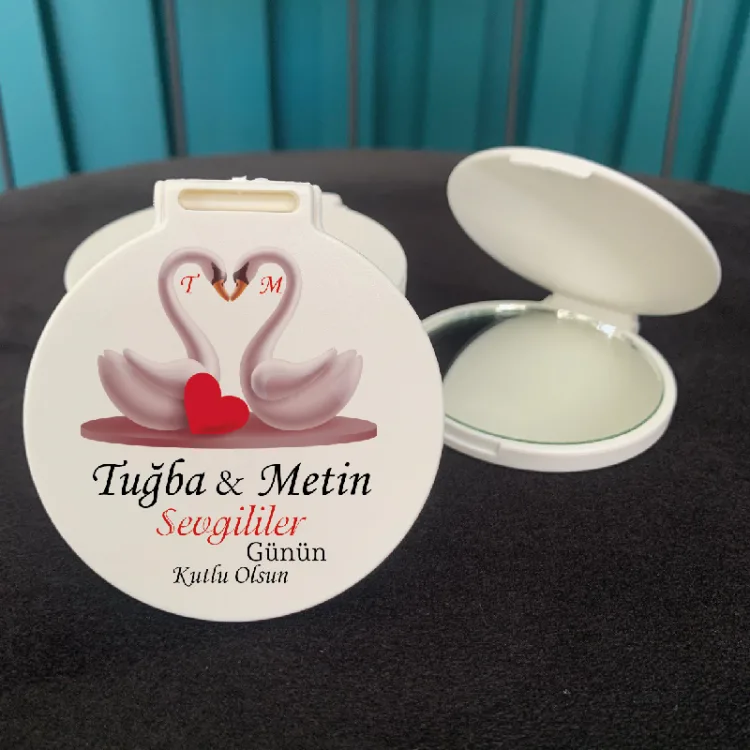 Ayna 045 Yuvarlak - 14 Şubat Sevgililer Günü Hediyelik Cep Aynası