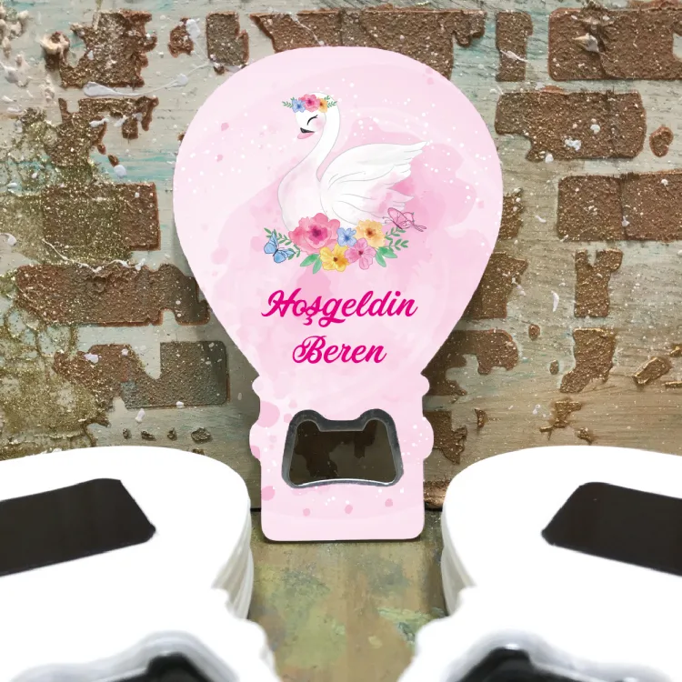Balon Açacaklı Magnet 101 - Kuğu Doğum Günü Hediyelik Magnet
