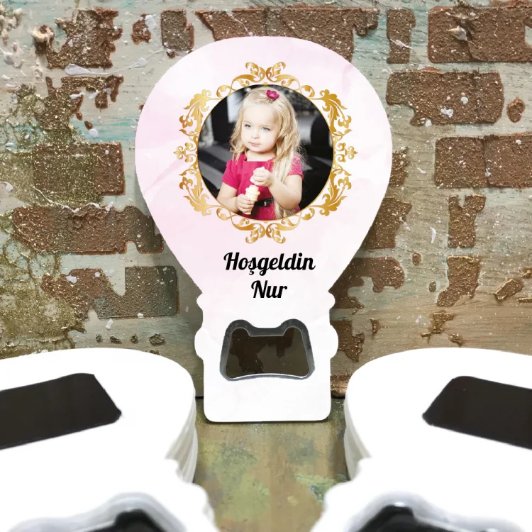 Balon Açacaklı Magnet 122 - Fotoğraflı Yenidoğan, Doğum Günü Hatırası Hediyelik