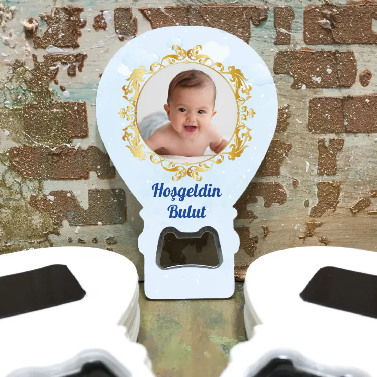 Balon Açacaklı Magnet 134 - Fotoğraflı Yenidoğan, Doğum Günü Hatırası Hediyelik