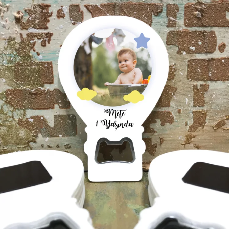 Balon Açacaklı Magnet 136 - Fotoğraflı Yenidoğan, Doğum Günü Hatırası Hediyelik