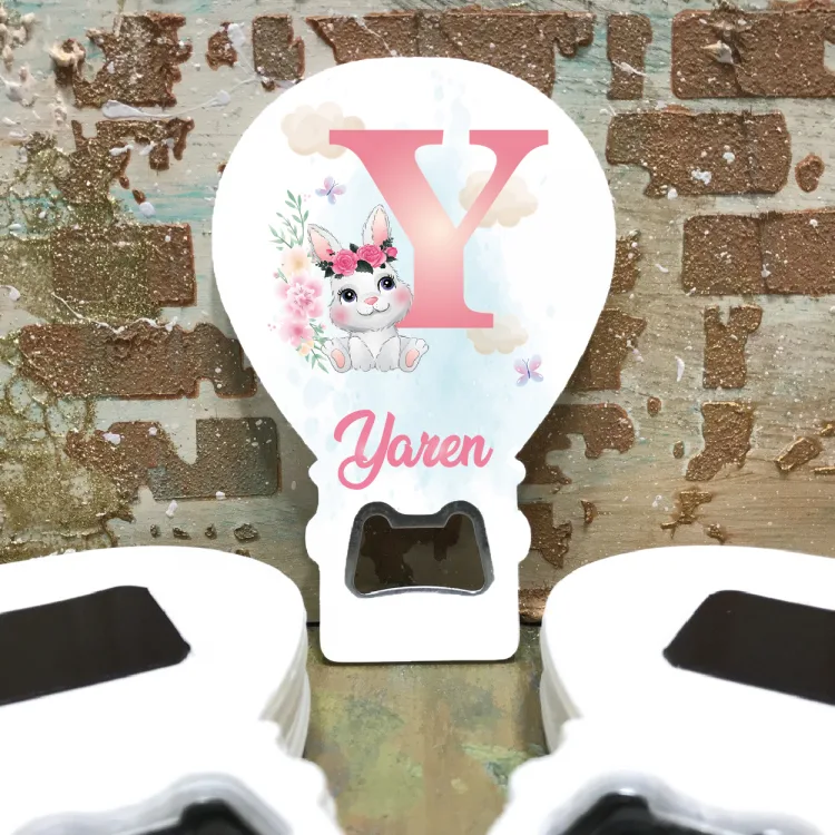 Balon Açacaklı Magnet 253 - Sevimli Tavşan Harf Tasarım