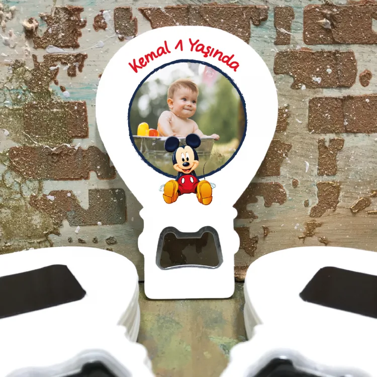Balon Açacaklı Magnet 262 - Fotoğraflı Mickey Mouse Hediyelik Magnet