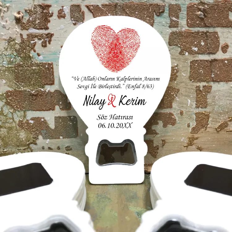Balon Açacaklı Magnet 0323 - Parmak İzi Kalpli Hediyelik Magnet