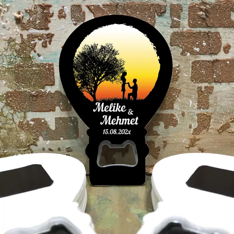 Balon Açacaklı Magnet 0333 - Fotoğraflı Nişan, Söz, Nikah, Düğün Hatırası Hediyelik