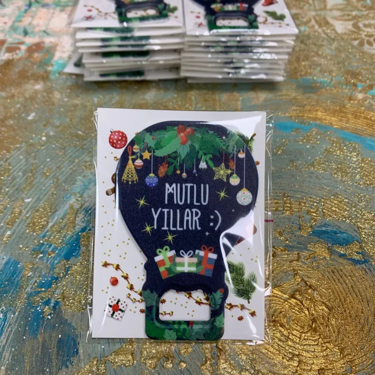 Balon Açacaklı Magnet 0335 - Mutlu Yıllar - Yılbaşı - Yeni Yıl Tasarım Hediyelik Magnet - Detay Görseli 1