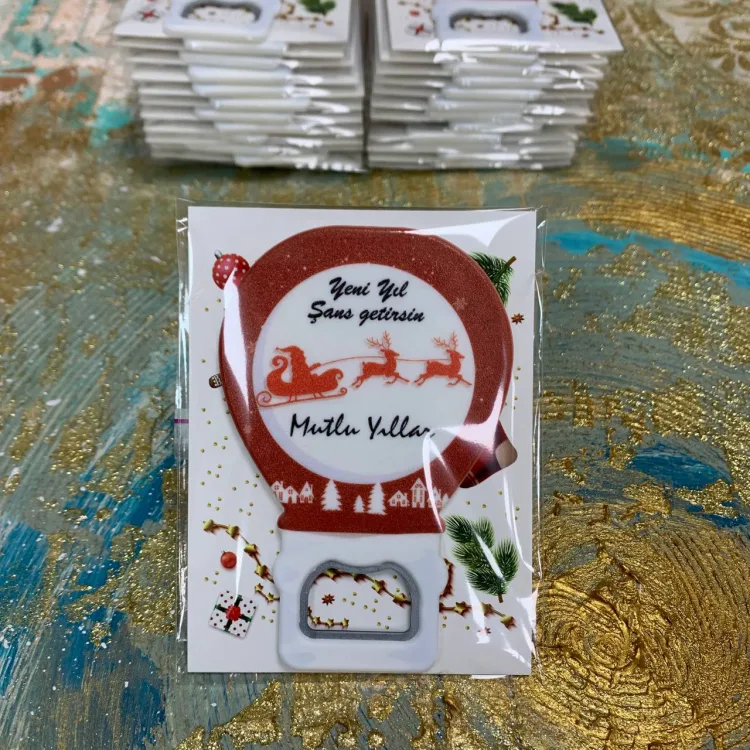 Balon Açacaklı Magnet 0338 - Mutlu Yıllar - Yılbaşı - Yeni Yıl Tasarım Hediyelik Magnet - Detay Görseli 1