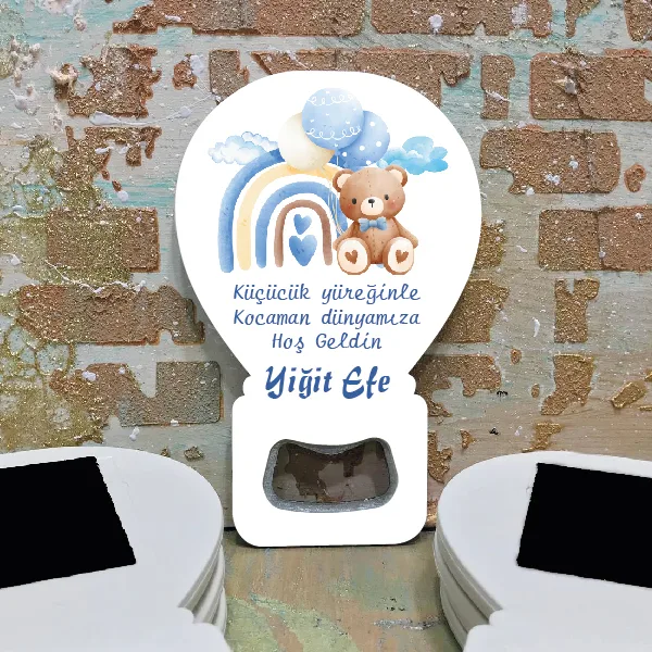 Balon Açacaklı Magnet 362 - Sevimli Mavi Ayıcık Tasarımı