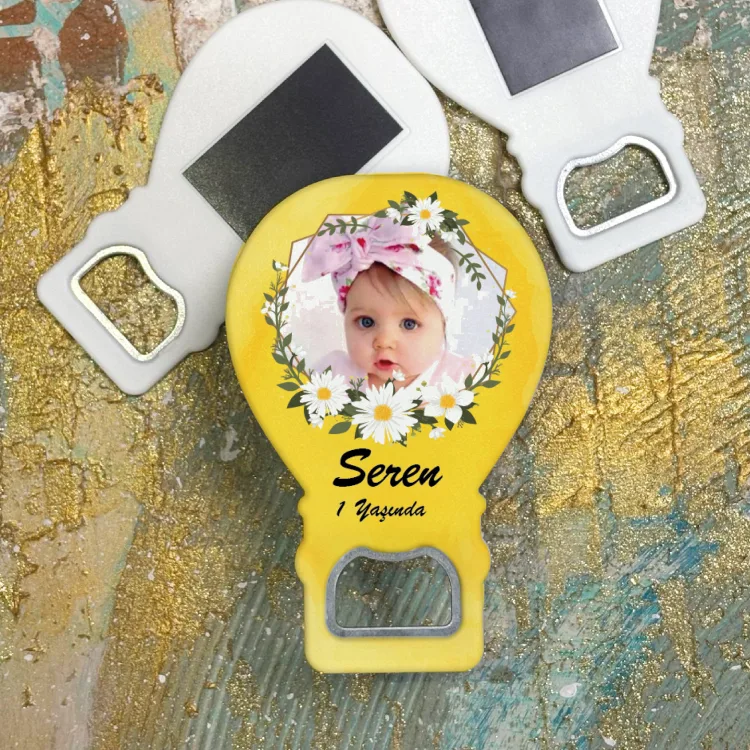 Balon Açacaklı Magnet 363 - Papatya Tasarım Fotoğraflı Magnet