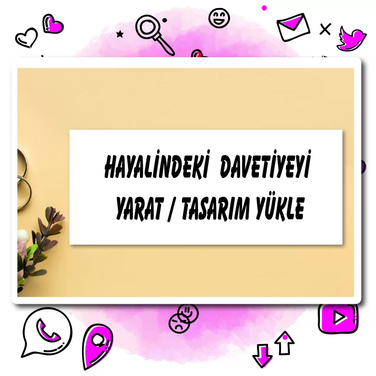 01 - Davetiye Tasarla Yatay ( 19 x 8 cm )