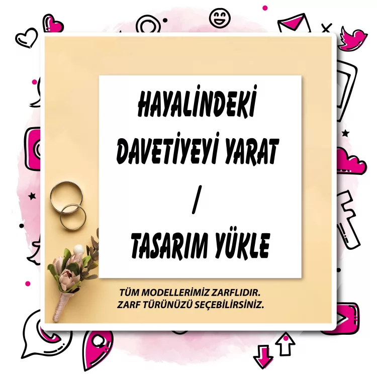 01 - Beren Kare  Davetiye Tasarla (14 x 14 cm)