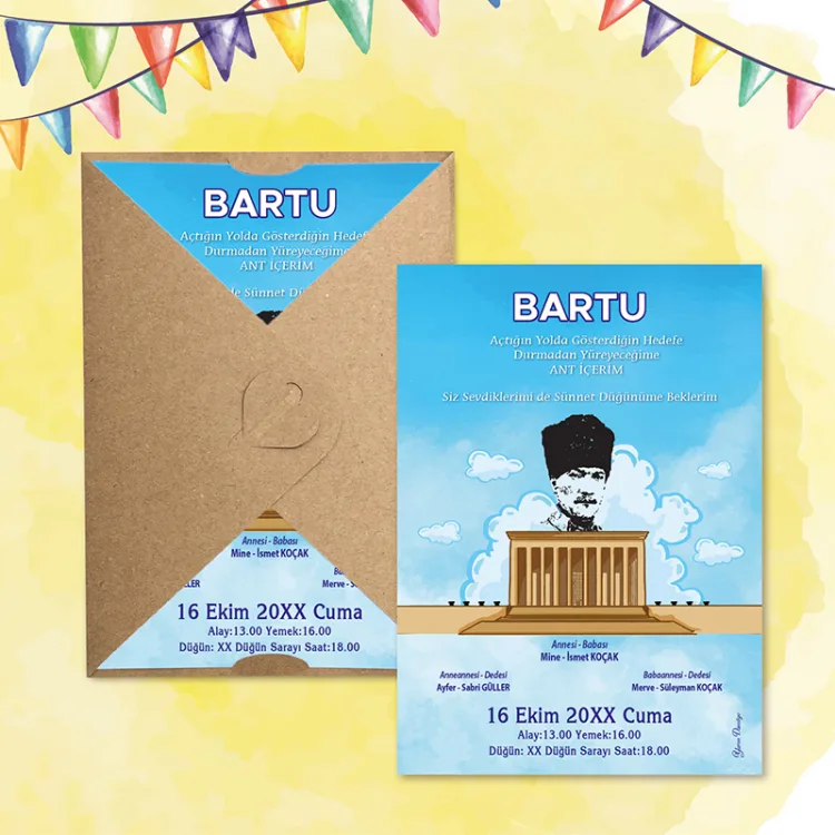 Mert Sünnet Davetiye 0801 - Atatürk Tasarımlı Davetiye Modelleri - Detay Görseli 6