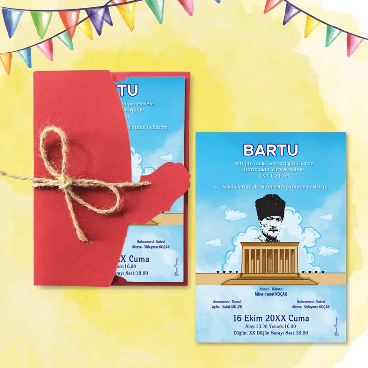 Mert Sünnet Davetiye 0801 - Atatürk Tasarımlı Davetiye Modelleri - Detay Görseli 9