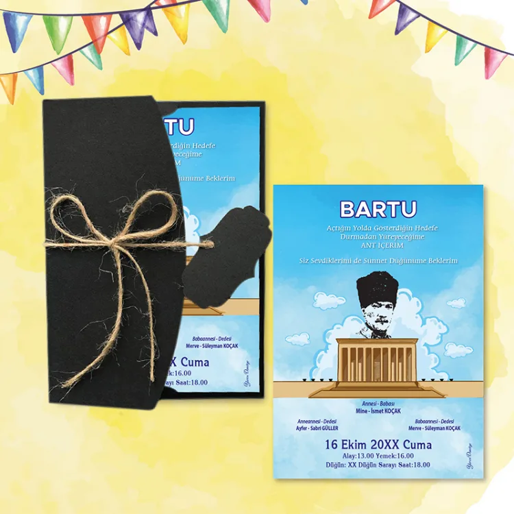 Mert Sünnet Davetiye 0801 - Atatürk Tasarımlı Davetiye Modelleri - Detay Görseli 8