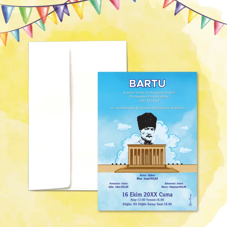 Mert Sünnet Davetiye 0801 - Atatürk Tasarımlı Davetiye Modelleri - Detay Görseli 1