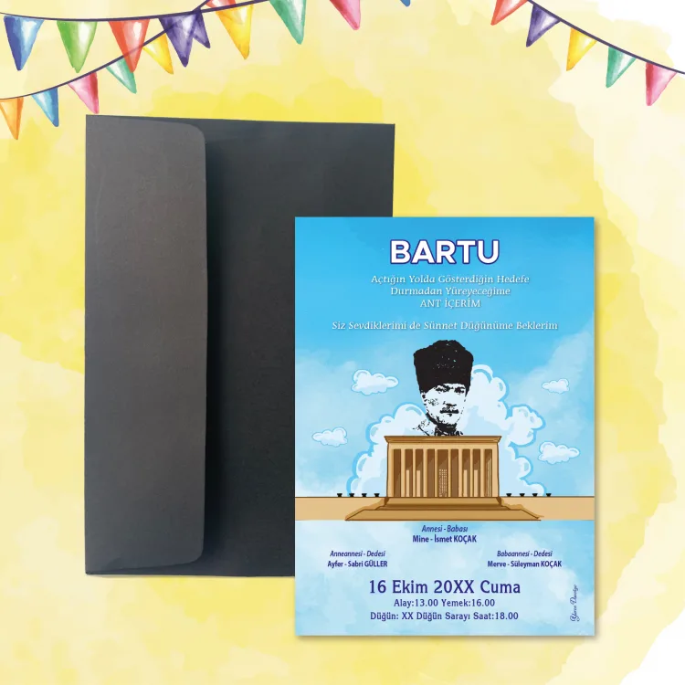 Mert Sünnet Davetiye 0801 - Atatürk Tasarımlı Davetiye Modelleri - Detay Görseli 4