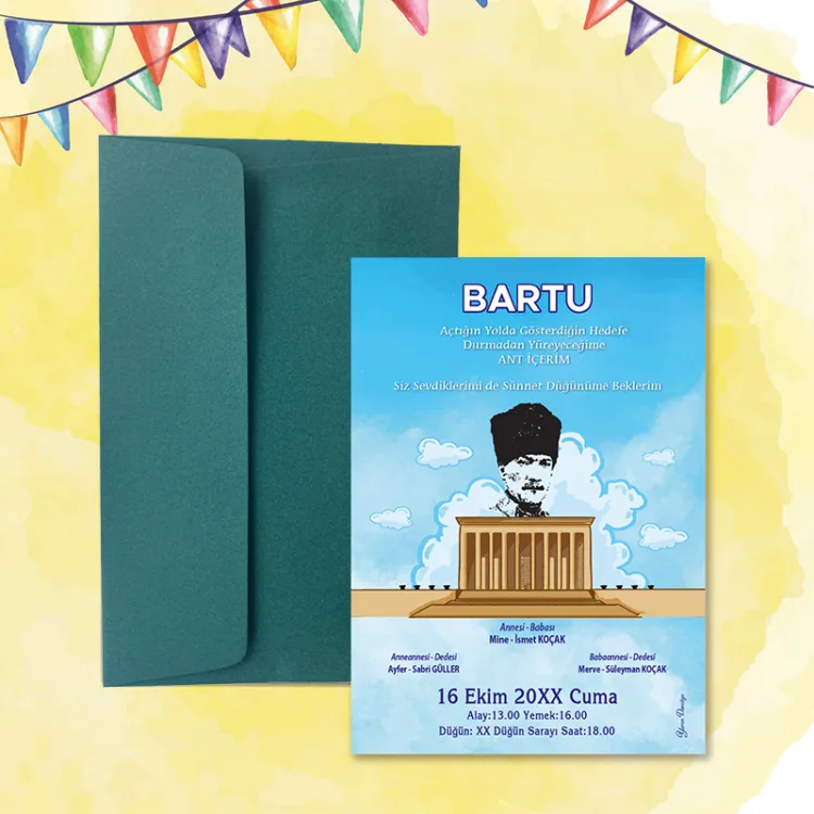 Mert Sünnet Davetiye 0801 - Atatürk Tasarımlı Davetiye Modelleri - Detay Görseli 5