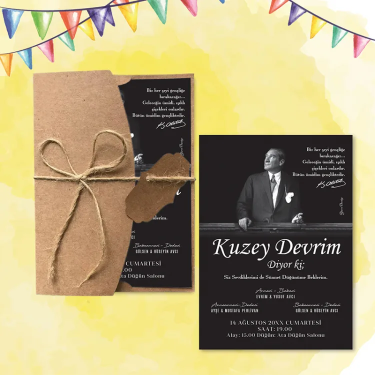 Mert Sünnet Davetiye 0807 - Atatürk Tasarımlı Davetiye Modelleri - Detay Görseli 7