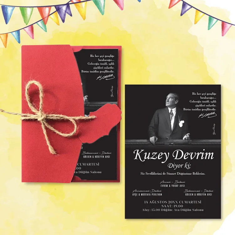 Mert Sünnet Davetiye 0807 - Atatürk Tasarımlı Davetiye Modelleri - Detay Görseli 9