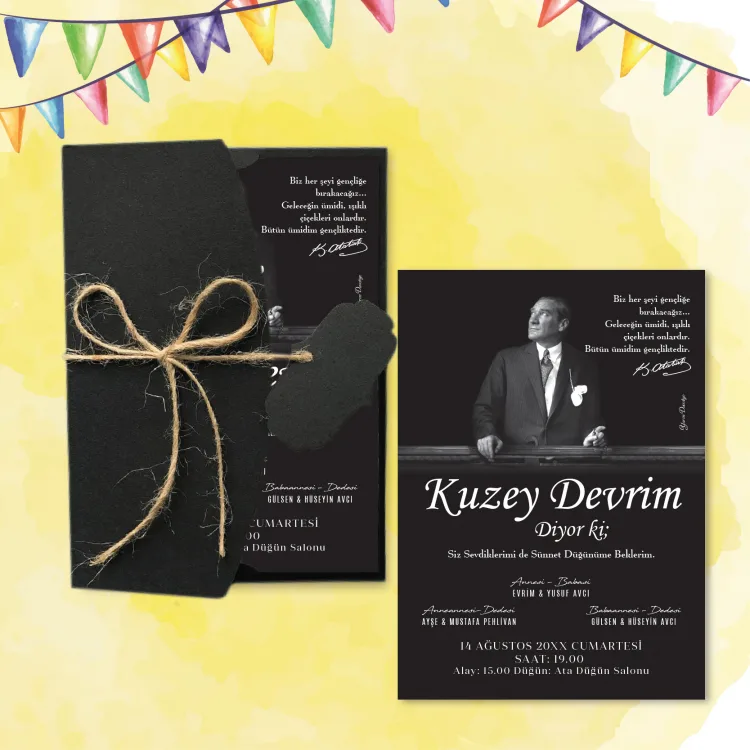 Mert Sünnet Davetiye 0807 - Atatürk Tasarımlı Davetiye Modelleri - Detay Görseli 8