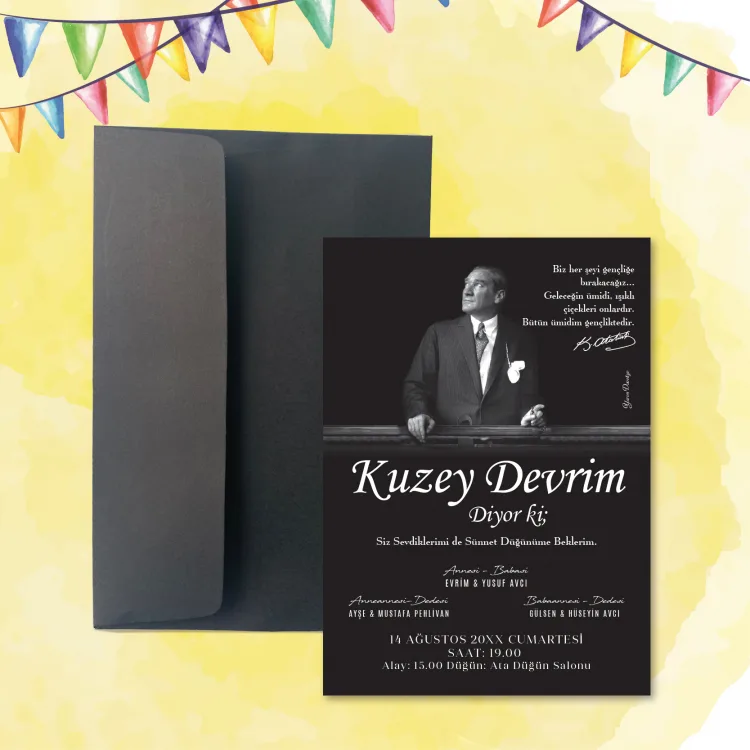 Mert Sünnet Davetiye 0807 - Atatürk Tasarımlı Davetiye Modelleri - Detay Görseli 4