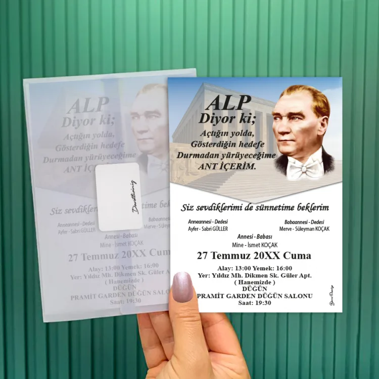 Şeffaf Zarflı Sünnet Davetiye 800 - Atatürk Tasarım Davetiye
