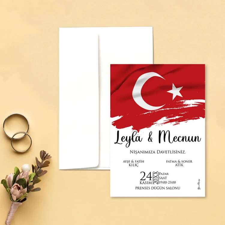 Yaren Davetiye 0796 - Türk Bayrağı Tasarımı Davetiye - Detay Görseli 1