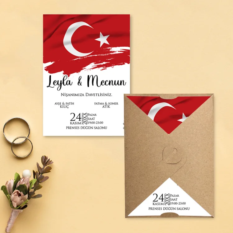 Yaren Davetiye 0796 - Türk Bayrağı Tasarımı Davetiye - Detay Görseli 6