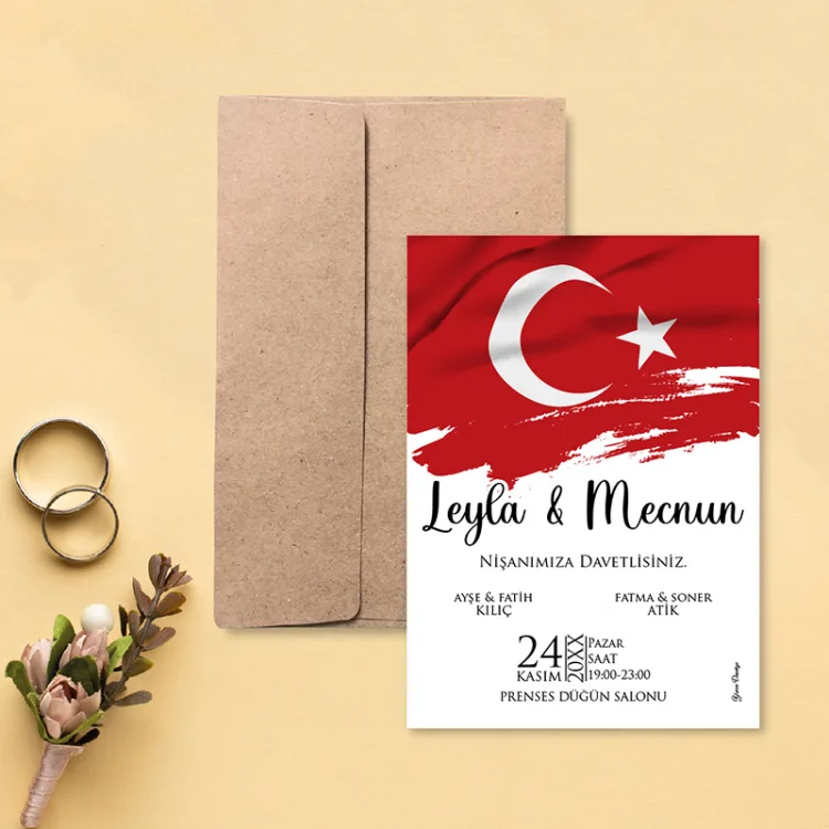Yaren Davetiye 0796 - Türk Bayrağı Tasarımı Davetiye - Detay Görseli 2