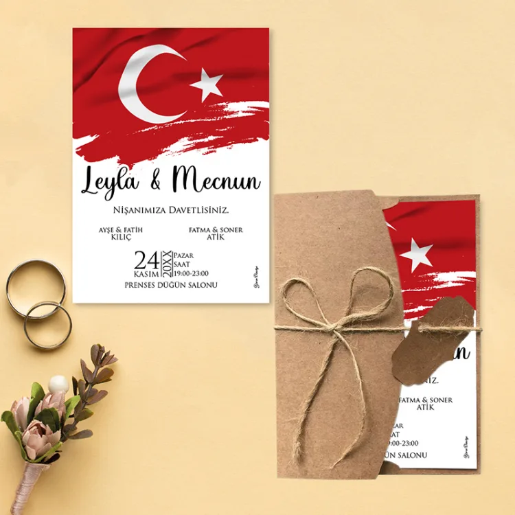 Yaren Davetiye 0796 - Türk Bayrağı Tasarımı Davetiye - Detay Görseli 7