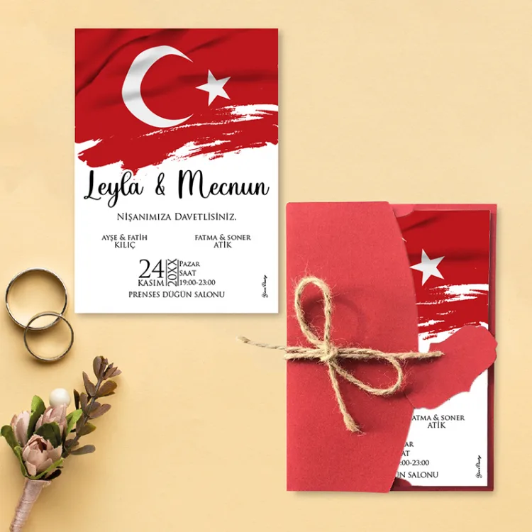 Yaren Davetiye 0796 - Türk Bayrağı Tasarımı Davetiye - Detay Görseli 9