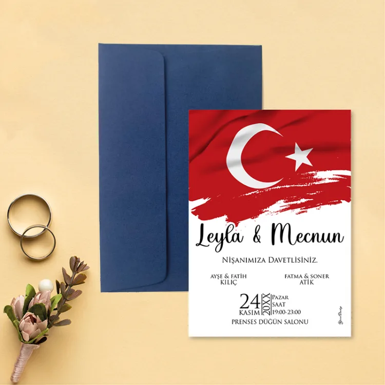Yaren Davetiye 0796 - Türk Bayrağı Tasarımı Davetiye - Detay Görseli 5