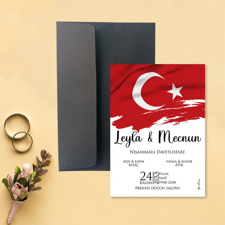 Yaren Davetiye 0796 - Türk Bayrağı Tasarımı Davetiye - Detay Görseli 4