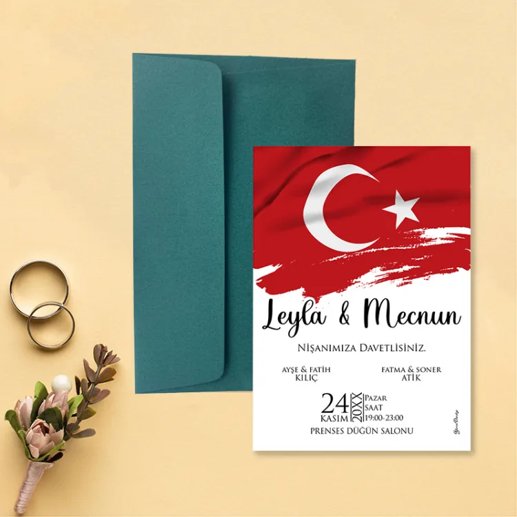 Yaren Davetiye 0796 - Türk Bayrağı Tasarımı Davetiye - Detay Görseli 3