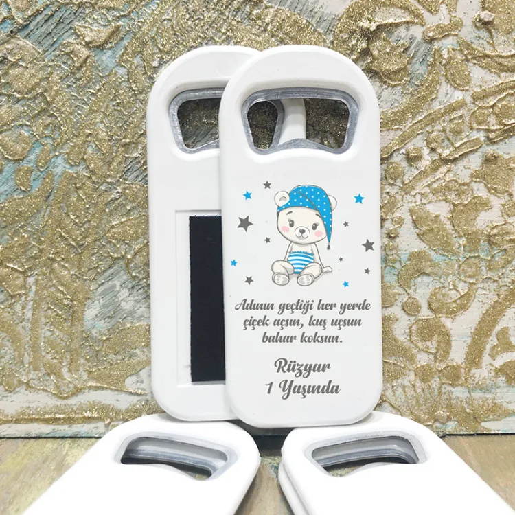 Dikdörtgen Açacaklı Magnet 1057 - Mavi Ayıcık Hediyelik Magnet