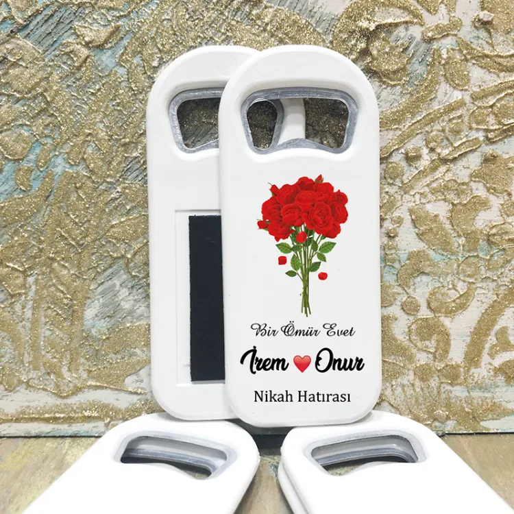 Dikdörtgen Açacaklı Magnet 01130 - - Söz, Nişan, Nikah Hediyelik Magnet