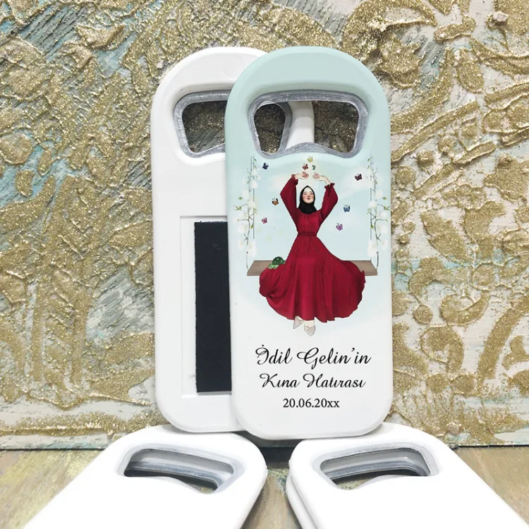Dikdörtgen Açacaklı Magnet 01134 - Tesettürlü Kına Hatırası Hediyelik Magnet