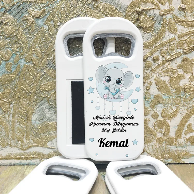 Dikdörtgen Açacaklı Magnet 1139 - Mavi Sevimli Fil Hediyelik Magnet
