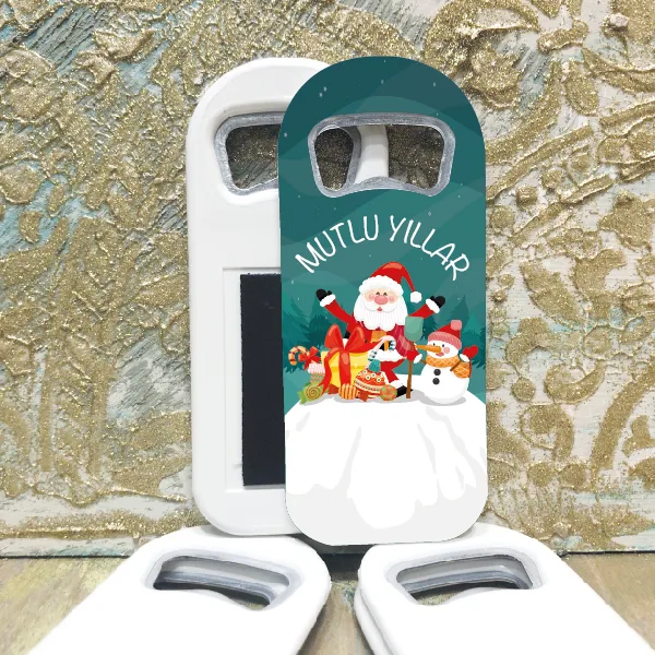Dikdörtgen Açacaklı Magnet 01152  - Mutlu Yıllar - Yılbaşı - Yeni Yıl Tasarım Hediyelik Magnet