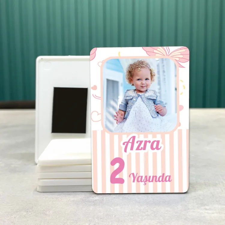 Dikdörtgen 500-2 Yaş Magnet - Fotoğraflı Doğum Günü Yaş Magneti