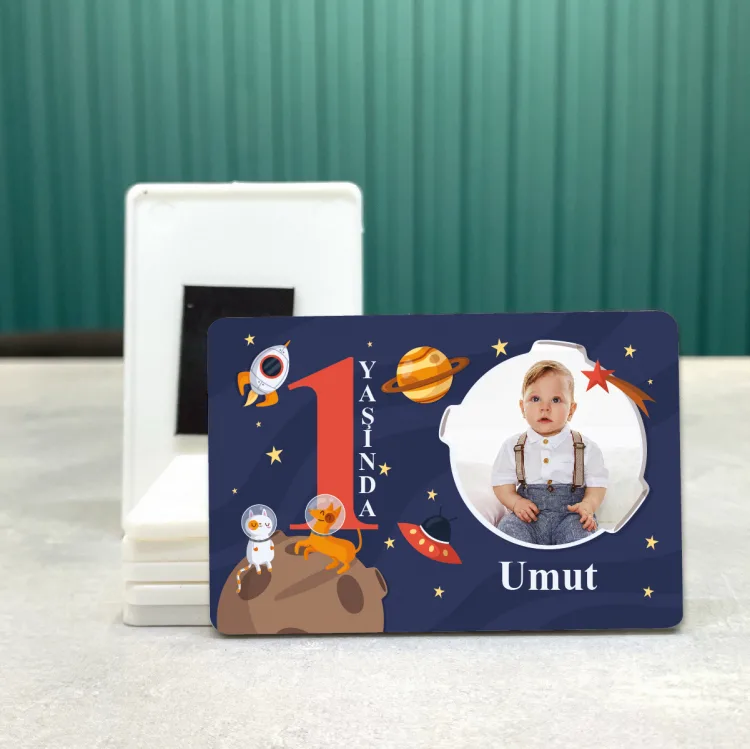 Dikdörtgen 631 Magnet - Uzay Temalı Resimli Magnet