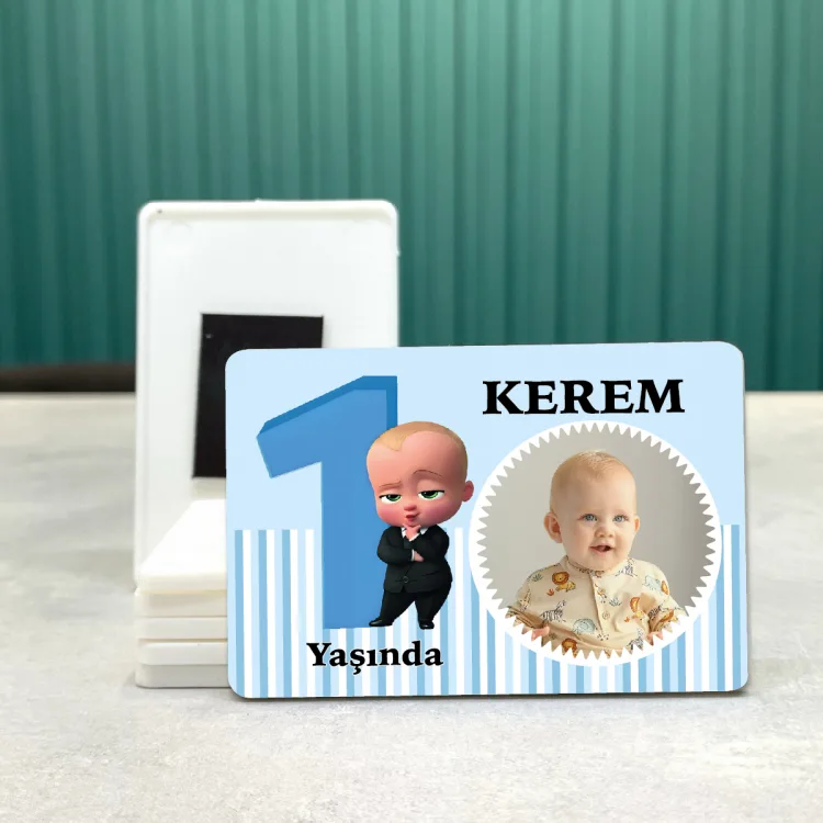 Dikdörtgen 632-1 Yaş Magnet - Patron Bebek Resimli Hediyelik Magnet