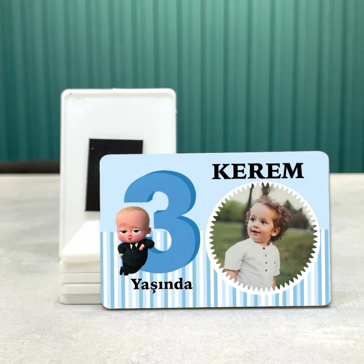 Dikdörtgen 632-3 Yaş Magnet - Patron Bebek Resimli Hediyelik Magnet