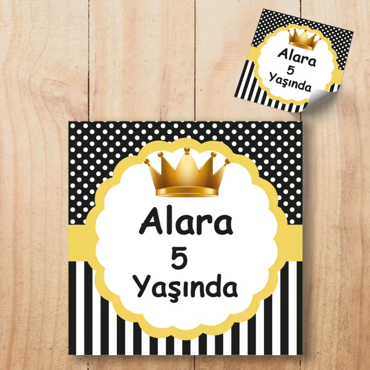 Kare Etiket 115 - Gold Taçlı Etiket