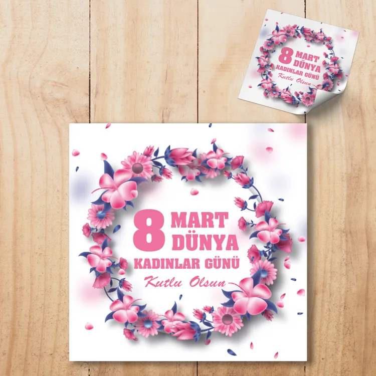 Kare Etiket 121 - 8 Mart Kadınlar Günü Tasarımı Sticker