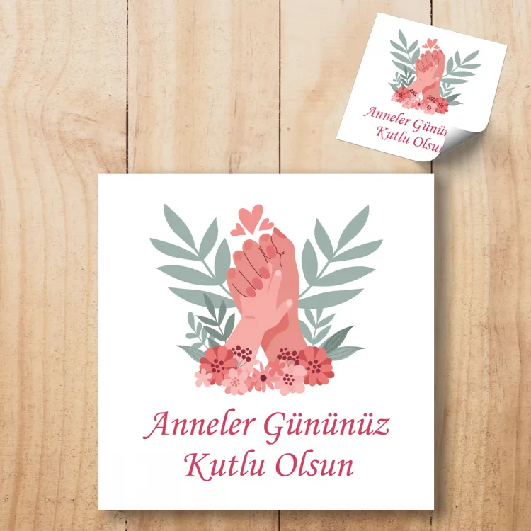 Kare Etiket 123 - Anneler Günü Etiketi